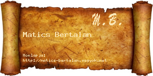 Matics Bertalan névjegykártya