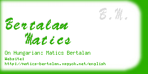 bertalan matics business card